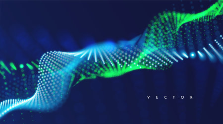 Particles liquid dynamic flow. Glittering dust of lights. Abstract Magic Illustration. Graphic concept for your design.のイラスト素材