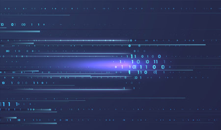 Abstract virtual digital stream. flowing binary code. storage cloud structure. Big data transfer concepts in internet. Graphic concept for your design.のイラスト素材