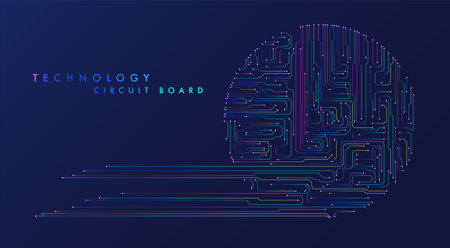 Abstract circuit board background. artificial intelligence illustration. digital innovation backgroundのイラスト素材