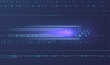 Abstract virtual digital stream. flowing binary code. storage cloud structure. Big data transfer concepts in internet. Graphic concept for your design.のイラスト素材