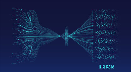 Abstract infographic visualization. Big data code representation. Futuristic network or business analytics. Graphic concept for your design.のイラスト素材