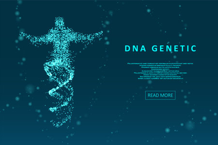 Futuristic model of human dna, abstract molecules. DNA concept structure illustration. Science template for your design.のイラスト素材