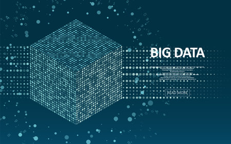 Abstract big data visualization. Big data code representation. Futuristic network or business analytics. Graphic concept for your designのイラスト素材