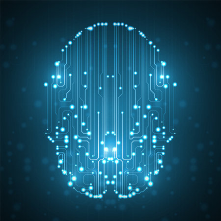 Artificial Intelligence illustration of brain. Artificial intelligence and machine learning concept. Abstract virtual digital stream. Graphic concept for your designのイラスト素材