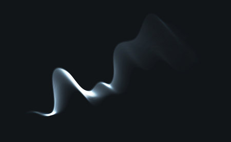 Abstract white dynamic waves. Modern abstract cover. Curve lines on black background. Graphic concept for your designのイラスト素材