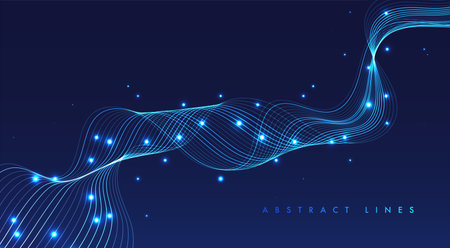 Glowing lines on blue background. Abstract modern lines. Cool gradient shapes. Graphic concept for your designのイラスト素材