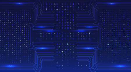 Abstract futuristic circuit board background. Big data code representation. Hi-tech Illustration of digital technology. Graphic concept for your designのイラスト素材