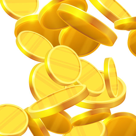 Gold coins falling, realistic illustration. Graphic concept for your designのイラスト素材