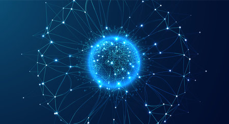 Abstract global technology background. Futuristic data network representation. Digital innovation concept for your design.のイラスト素材