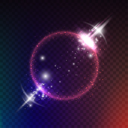 Colorful sphere of glowing lights effects isolated on transparent background. Abstract magic illustrationのイラスト素材