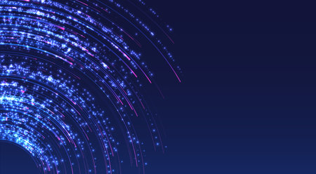Glowing lines on blue background. Abstract modern lines. Cool gradient shapes. Graphic concept for your designのイラスト素材