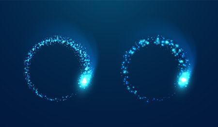 Glittering star dust lights circle. Illustration on blue background. Graphic concept for your designのイラスト素材