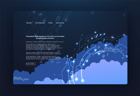 Cloud computing technology internet concept. Abstract virtual digital stream. Storage cloud structure. Big data transfer concepts in internet.のイラスト素材