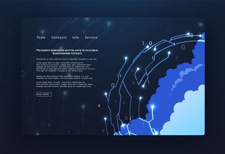 Cloud computing technology internet concept. Abstract virtual digital stream. Storage cloud structure. Big data transfer concepts in internet.のイラスト素材