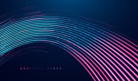 Abstract lines on dark background. Magic light effects. Graphic concept for your design.のイラスト素材