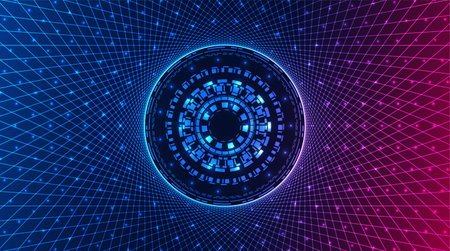 Abstract technology big data visualization. Innovation future data. Digital circles of particles. Graphic concept for your designのイラスト素材