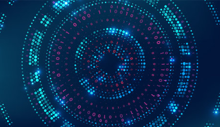 Abstract technology big data visualization. Innovation future data. Digital circles of particles. Graphic concept for your designのイラスト素材