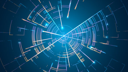 Abstract technology future visualization. Innovation digital circle of particles. Graphic concept for your designのイラスト素材
