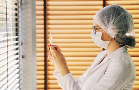 Conceptual picture of medical staff struggling against the Corona virusの写真素材