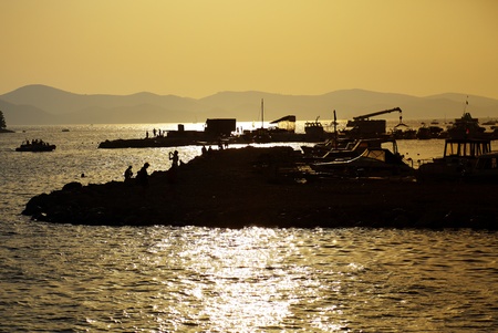 A beautiful sunset over the Adriatic Sea in Croatia 