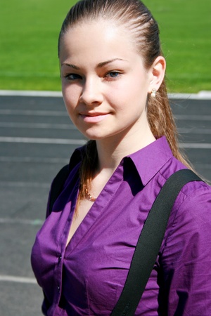 Young businesswoman looking aheadの写真素材