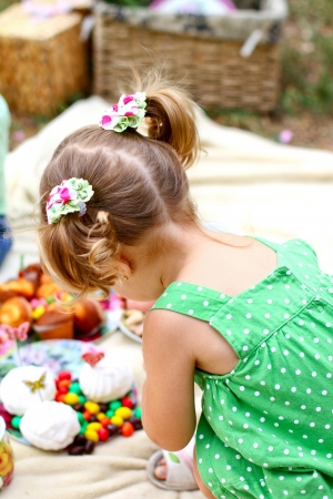 Caucasian little girl in the parkの写真素材