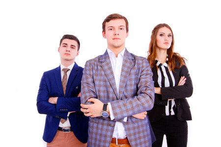 Group of business people with folded hands isolatedの写真素材