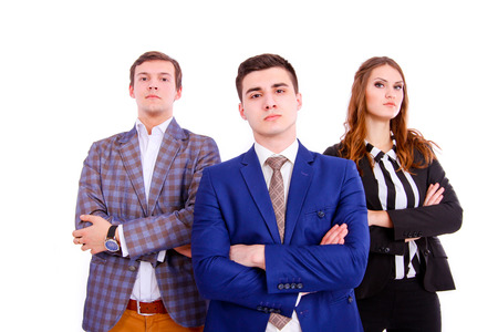 Group of business people with folded hands isolatedの写真素材