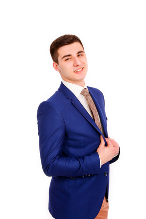 Young business man  smiling isolated on the white backgroundの写真素材