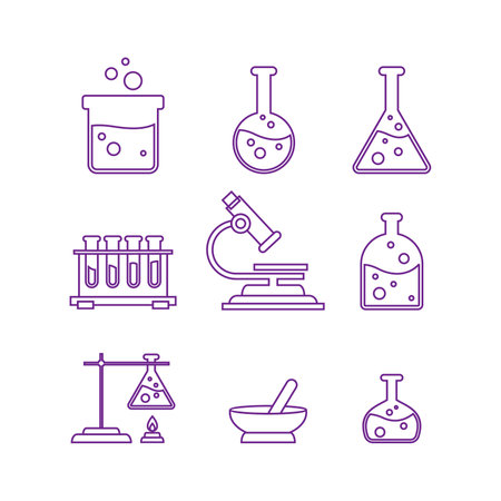 Best Science Lab Elements Collection Line Vectorのイラスト素材