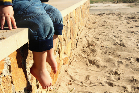 barefoot on the beachの写真素材