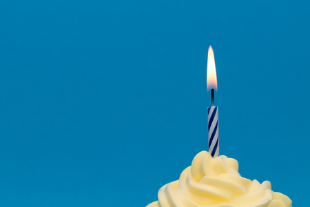 Burning cupcake candleの写真素材