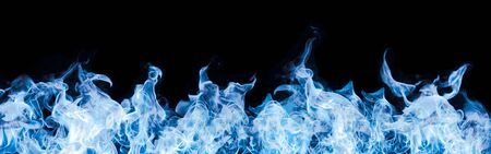 Blue flames on blackの写真素材