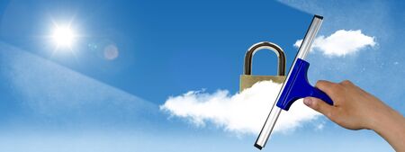 Cloud data security, cloud computing conceptの写真素材