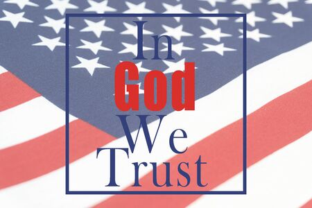 In God We Trust, American flag backgroundの写真素材