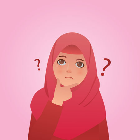 Girl Confusing Expression, Cartoon Vector Illustrationのイラスト素材
