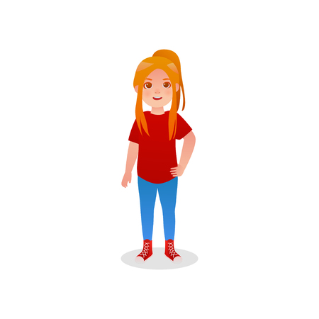 Blonde Little Girl Cute Character Design Vector Cartoonのイラスト素材