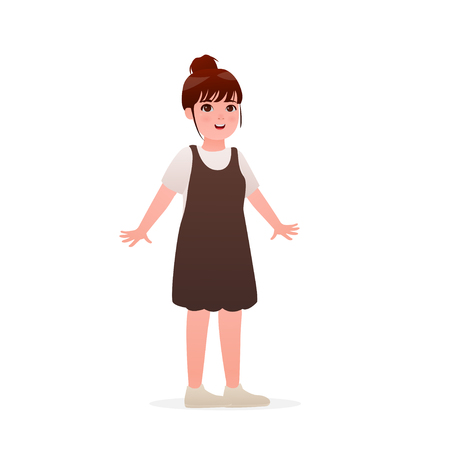 Girl Character Design Vector Cartoon Illustrationのイラスト素材