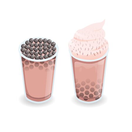 Cup of Bubble Tea Drink Isometric Illustrationのイラスト素材