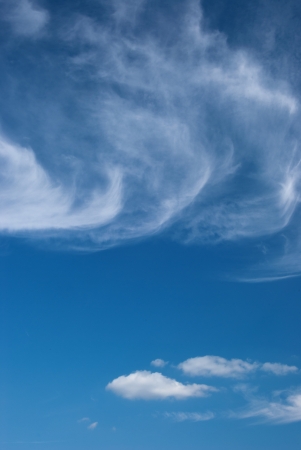 blue sky with white clouds of different types ofの写真素材