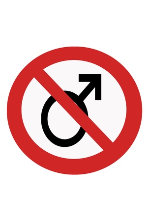 Red painted signs entry ban man to object.の写真素材