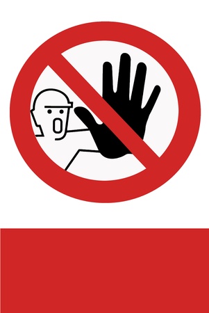 Red painted signs banning all unauthorized persons.の写真素材