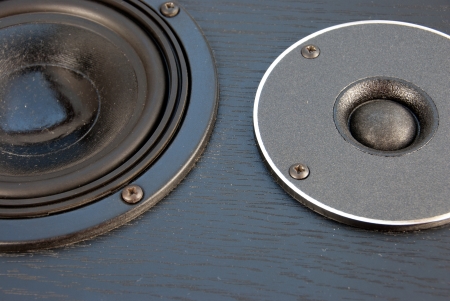 detail speaker system with two black speakersの写真素材