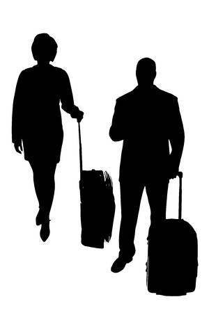 The man and woman in silhouette an white background.のイラスト素材