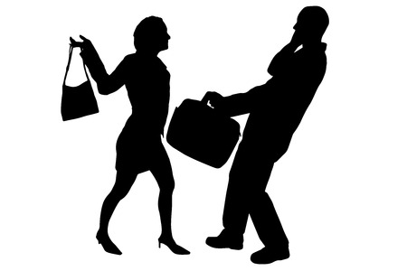 The man and woman in silhouette an white background.のイラスト素材