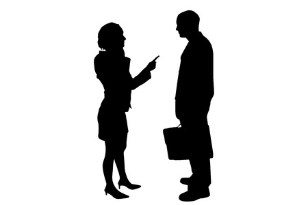 The man and woman in silhouette an white background.のイラスト素材