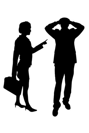 The man and woman in silhouette an white background.のイラスト素材