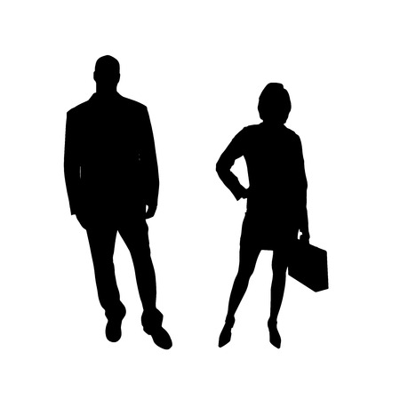 The man and woman in silhouette an white background.のイラスト素材