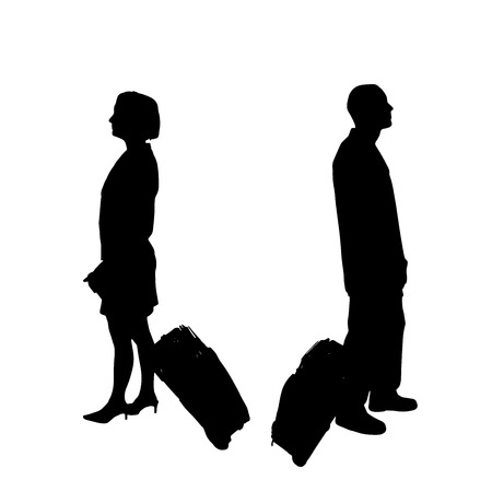 The man and woman in silhouette an white background.のイラスト素材