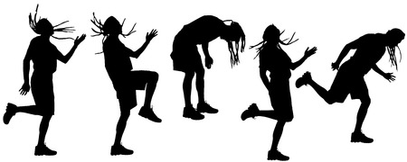 Vector silhouette of a man who dance a white background. のイラスト素材